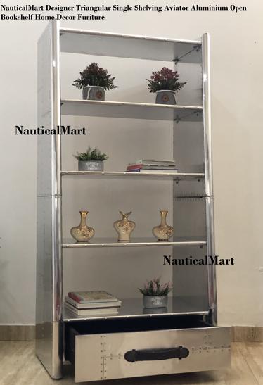 Designer Triangular Single Shelving Aviator Aluminium Open Bookshelf Home Decor Furniture